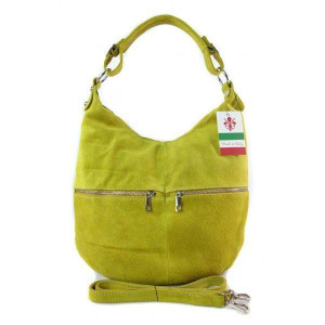 Klasyczny worek na ramię ,zamki suwaki XL A4 Shopper bag zamsz naturalny żó