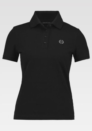 ARMANI EXCHANGE - Damska czarna koszulka Polo r. L