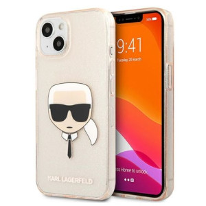 Karl Lagerfeld Karl’s Head Glitter - Etui iPhone 13 Mini (złoty)