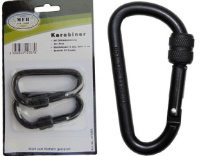 KARABIŃCZYK STALOWY Z BLOKADĄ 8 mm x 8 cm black