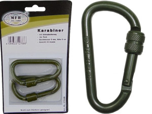 KARABIŃCZYK STALOWY Z BLOKADĄ 8 mm x 8 cm green