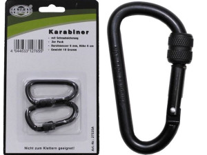 KARABIŃCZYK STALOWY Z BLOKADĄ 6 mm x 6 cm black