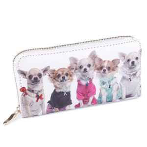 Portmonetka damska z nadrukiem 10x19 cm - pieski chihuahua
