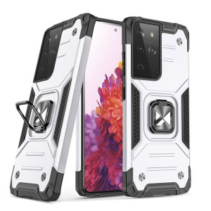 Pancerne hybrydowe etui pokrowiec + uchwyt Samsung Galaxy S22 Ultra srebrny