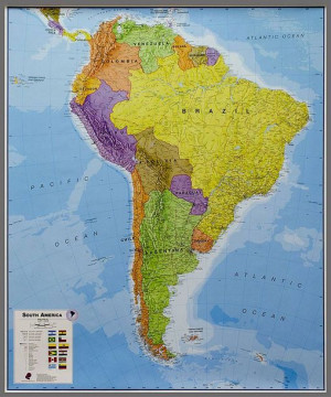 AMERYKA POŁUDNIOWA mapa ścienna PINBOARD 'Korkowa' do wpinania