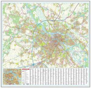 WROCŁAW MAPA ŚCIENNA mapa ścienna PINBOARD 'Korkowa' do wpinania + znacznik