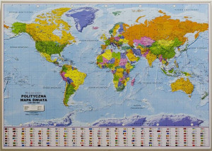 ŚWIAT POLITYCZNA mapa ścienna PINBOARD 'Korkowa' do wpinania