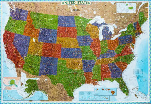 USA DECORATOR  mapa ścienna plakat arkusz do oprawy powieszenia