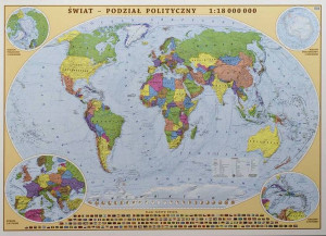 ŚWIAT MAPA ŚCIENNA POLITYCZNA  mapa ścienna plakat arkusz do oprawy powiesz