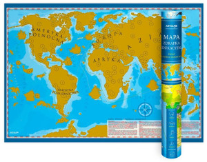 Świat Mapa Zdrapka Na Podkładzie W Ramie Gotowa Do Powieszenia