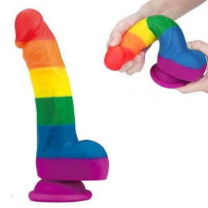 Penis LGBT Tęczowe Dildo 20cm Silikon Medyczny