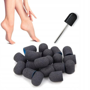 100x Kapturek ścierny pedicure ABS PODO 13 mm #80 czarny + nośnik