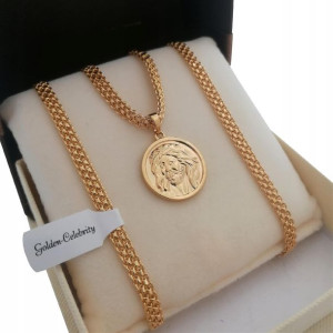 Złoty Łańcuszek Bismark+medalik Jezus 18k Gwarncja