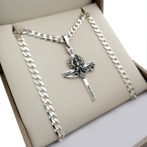 Łańcuszek Srebrny Pancerka Z Krzyżykiem +dedykacja
