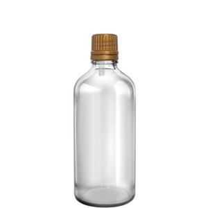 Butelka Szklana 100ml Bezbarwna Z Kroplomierzem Złotym