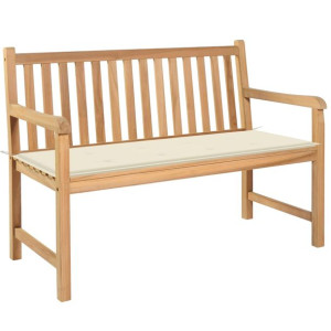 Ławka ogrodowa z kremową poduszką, 120 cm, lite drewno tekowe