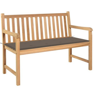 Ławka ogrodowa z poduszką taupe, 120 cm, lite drewno tekowe