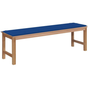 Ławka ogrodowa z kobaltową poduszką, 150 cm, drewno tekowe