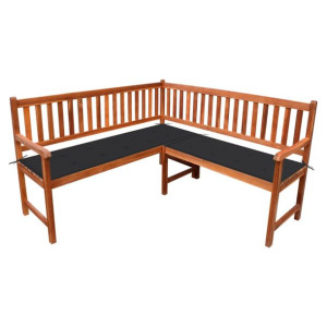 Narożna ławka ogrodowa z poduszkami, 150 cm, drewno akacjowe