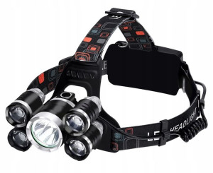 Latarka Czołowa Lampka Mocna 5xled Cree T6 Solidna