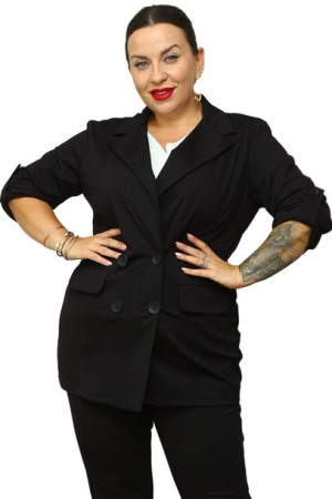 Żakiet CECYLIA dwurzędowy elegancki czarny 54 PLUS SIZE