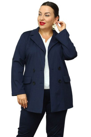 Żakiet CECYLIA dwurzędowy elegancki granat 56 PLUS SIZE