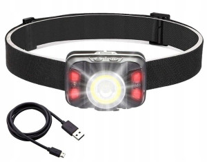 Czołówka Latarka Czołowa Czujnik Aku Led Usb Mocna