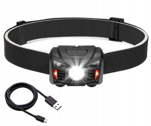 Czołówka Latarka Czołowa Lampa Aku Led Usb Mocna