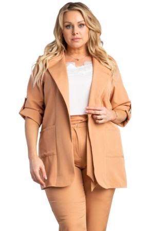 Żakiet KOSTA elegancki camel  46 PLUS SIZE