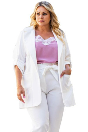 Żakiet KOSTA elegancki ecru 46 PLUS SIZE