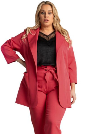 Żakiet KOSTA elegancki malinowy 52 PLUS SIZE