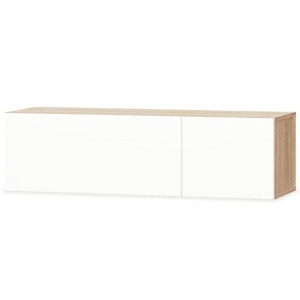 Szafka pod TV, 120x40x34cm, kolor dębowy i biały, wysoki połysk