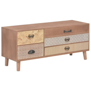 Szafka pod TV z 5 szufladami, 90x30x40 cm, lite drewno sosnowe
