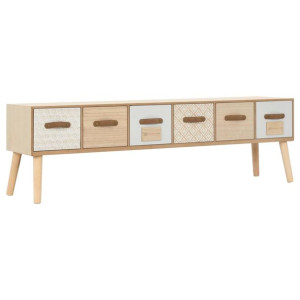 Szafka pod TV z 6 szufladami, 130x30x40 cm, lite drewno sosnowe