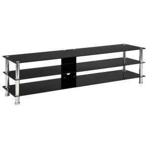 Szafka pod TV, czarna, 150x40x40 cm, hartowane szkło
