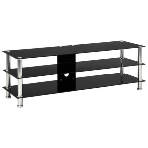 Szafka pod TV, czarna, 120x40x40 cm, hartowane szkło