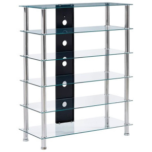 Szafka HiFi, przezroczysta, 90x40x113 cm, hartowane szkło