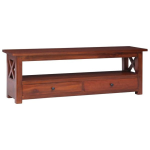 Szafka pod TV, brązowa, 120x30x40 cm, lite drewno mahoniowe