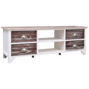 Szafka pod TV, biało-brązowa, 115x30x40 cm, drewno paulownia