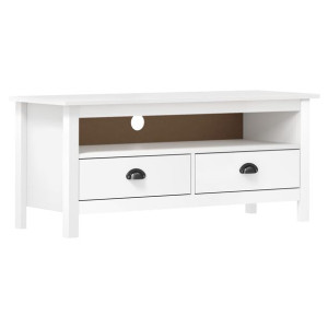 Szafka TV Hill Range, biała, 110x40x47 cm, lite drewno sosnowe