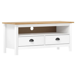 Szafka TV Hill Range, biała, 110x40x47 cm, lite drewno sosnowe