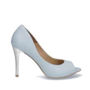 Czółenka błękitne peep toe na szpilce 37
