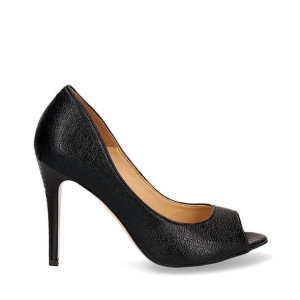 Czółenka czarne peep toe na szpilce 40