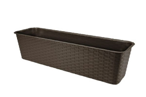 Doniczka skrzynka balkonowa RATTAN 59 cm na pelargonie surfinie tworzywo br