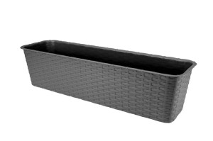 Doniczka skrzynka balkonowa RATTAN 59 cm na pelargonie surfinie tworzywo gr