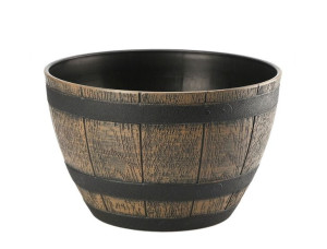 Donica okrągła skrzynka beczka BARREL 33 cm imitacja drewna tworzywo brąz c