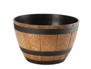 Donica okrągła skrzynka beczka BARREL 33 cm imitacja drewna tworzywo brąz j