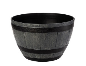 Donica okrągła skrzynka beczka BARREL 33 cm imitacja drewna tworzywo szary
