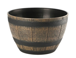 Donica okrągła skrzynka beczka BARREL 40 cm imitacja drewna tworzywo brąz c