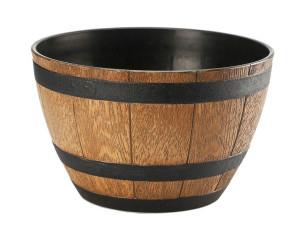 Donica okrągła skrzynka beczka BARREL 40 cm imitacja drewna tworzywo brąz j